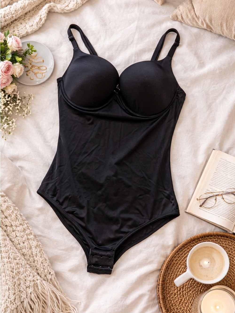Sweet Nothings Black Bodysuit Size 36C Shaping Lingerie Essentials